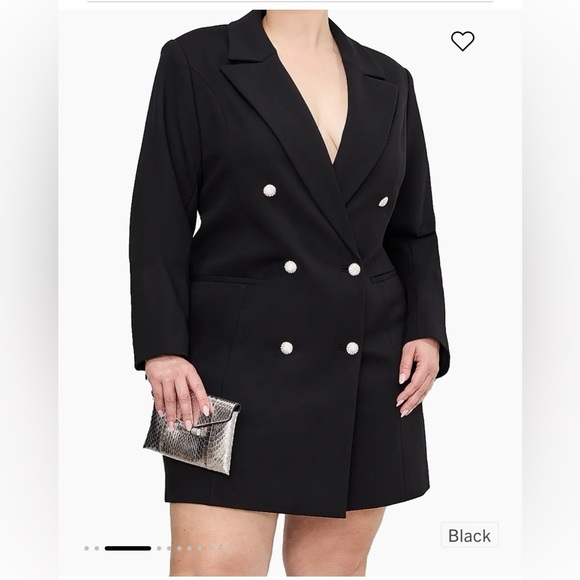 Good American Jackets & Blazers - Good American Black Blazer Dress with Dimond Buttons size 20 / XL